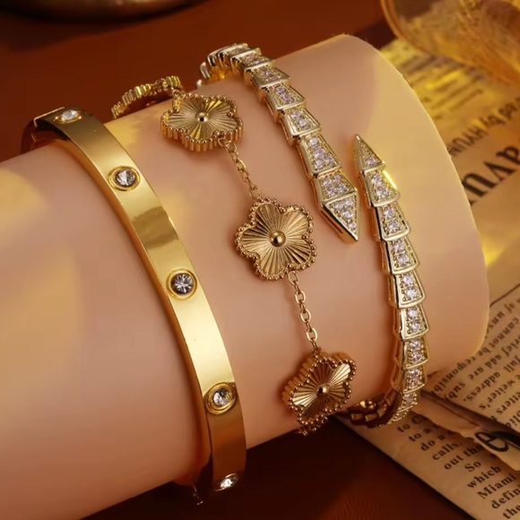 Panthere Serpenti Alhambra Luxury Gold Bracelet Set - Picture 4 of 4